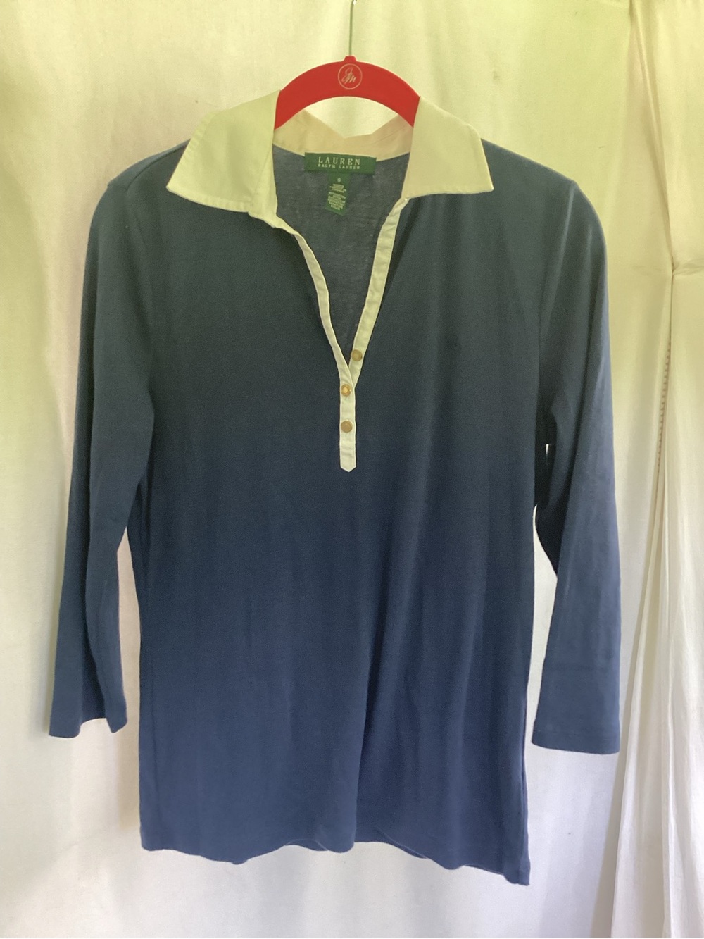 Lauren Ralph Lauren Navy and Cream Button-Front Polo Tunic